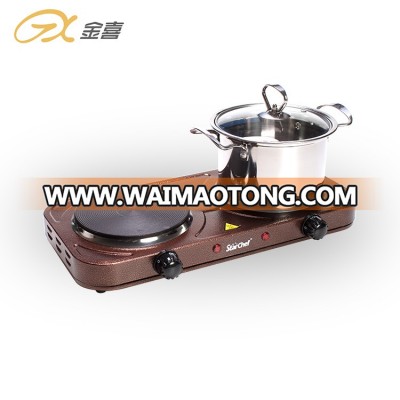 Portable factory price electric 2 burner 2kw hot plate cooking